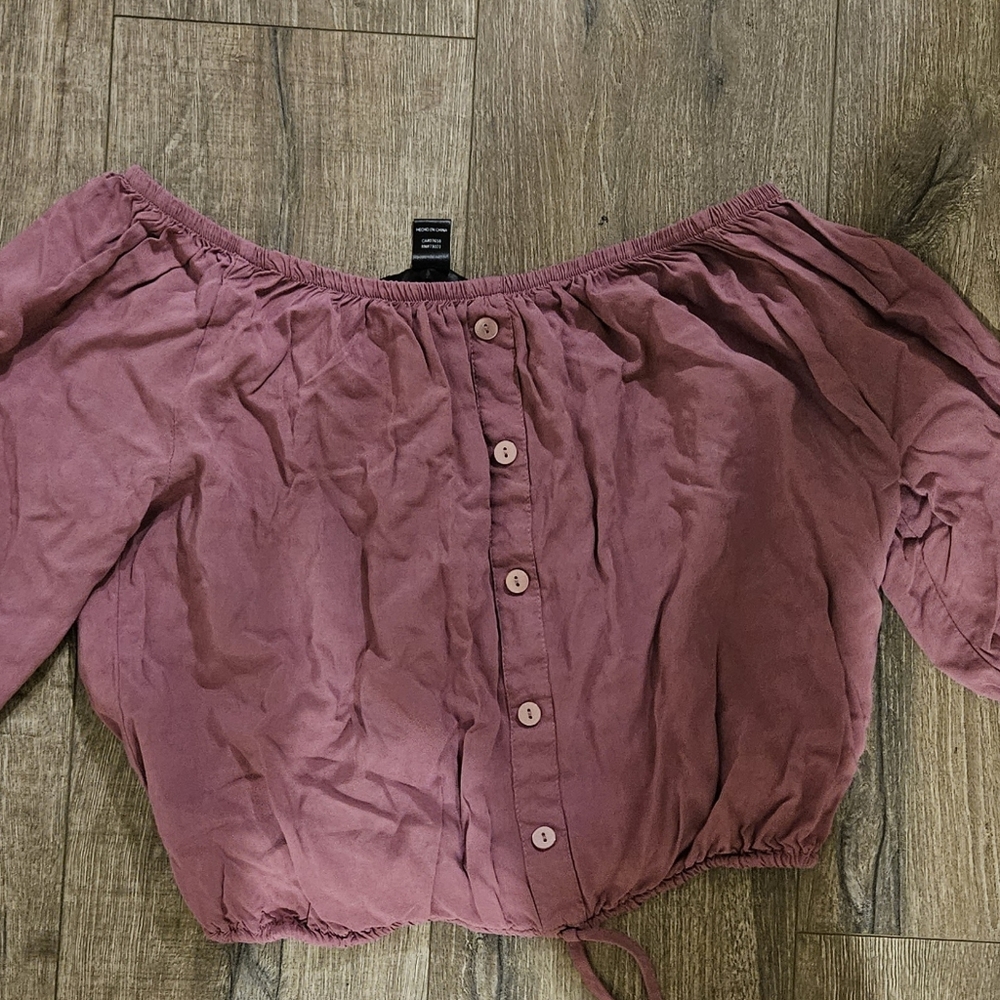 Pink Medium Length White Button Down Top - image 1